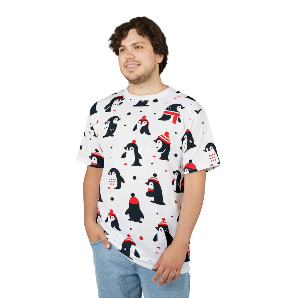 Unisex Cut and Sew Tee Featuring Penguins - Cozy Winter Style - DipaliZ