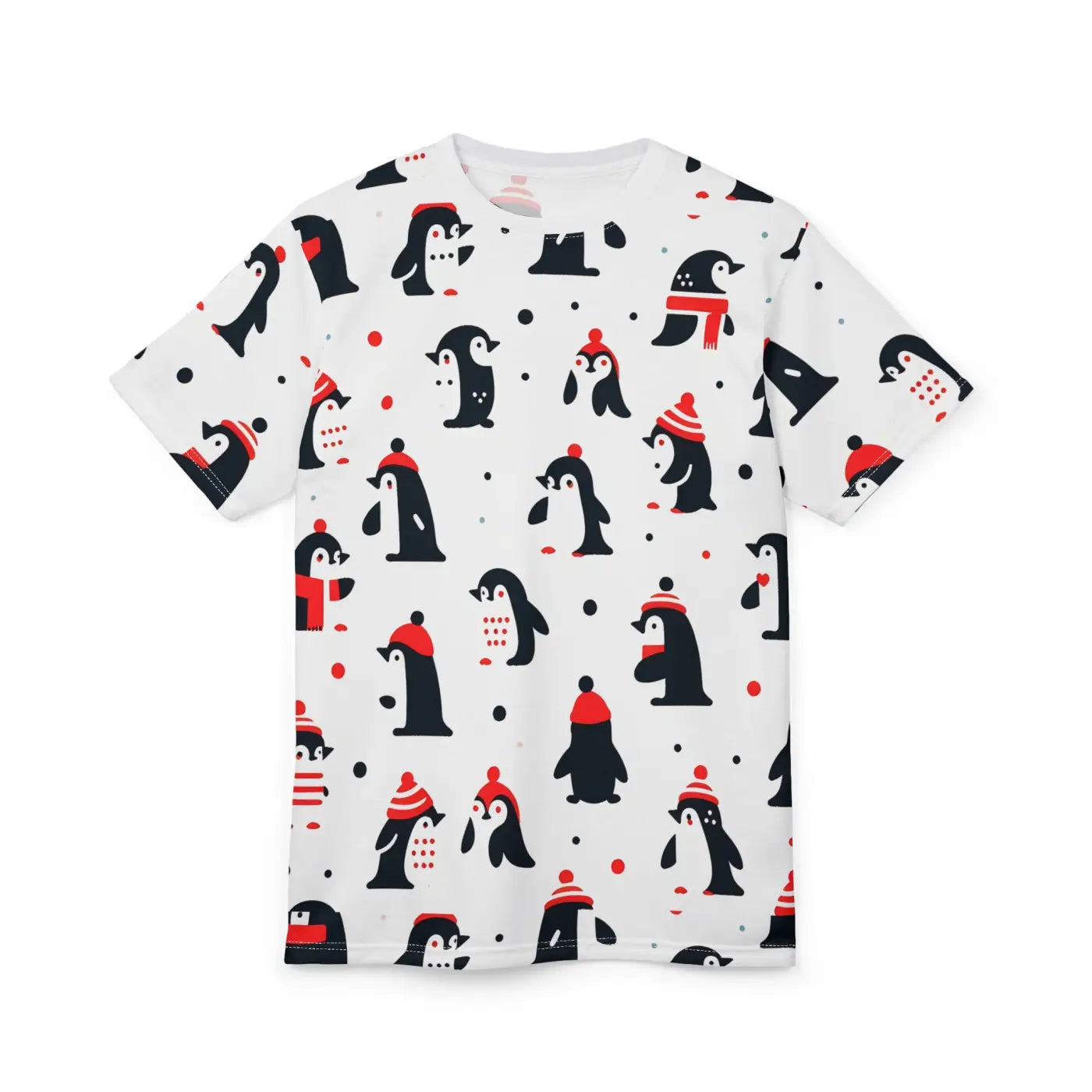 Unisex Cut and Sew Tee Featuring Penguins - Cozy Winter Style - DipaliZ