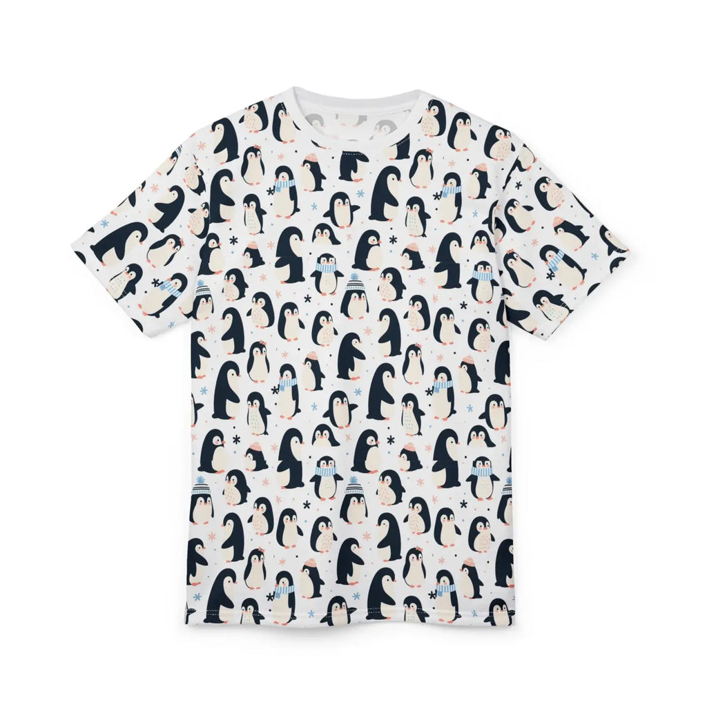 Penguins Snowflakes Design Cut and Sew Tee - Microfiber Knit - DipaliZ
