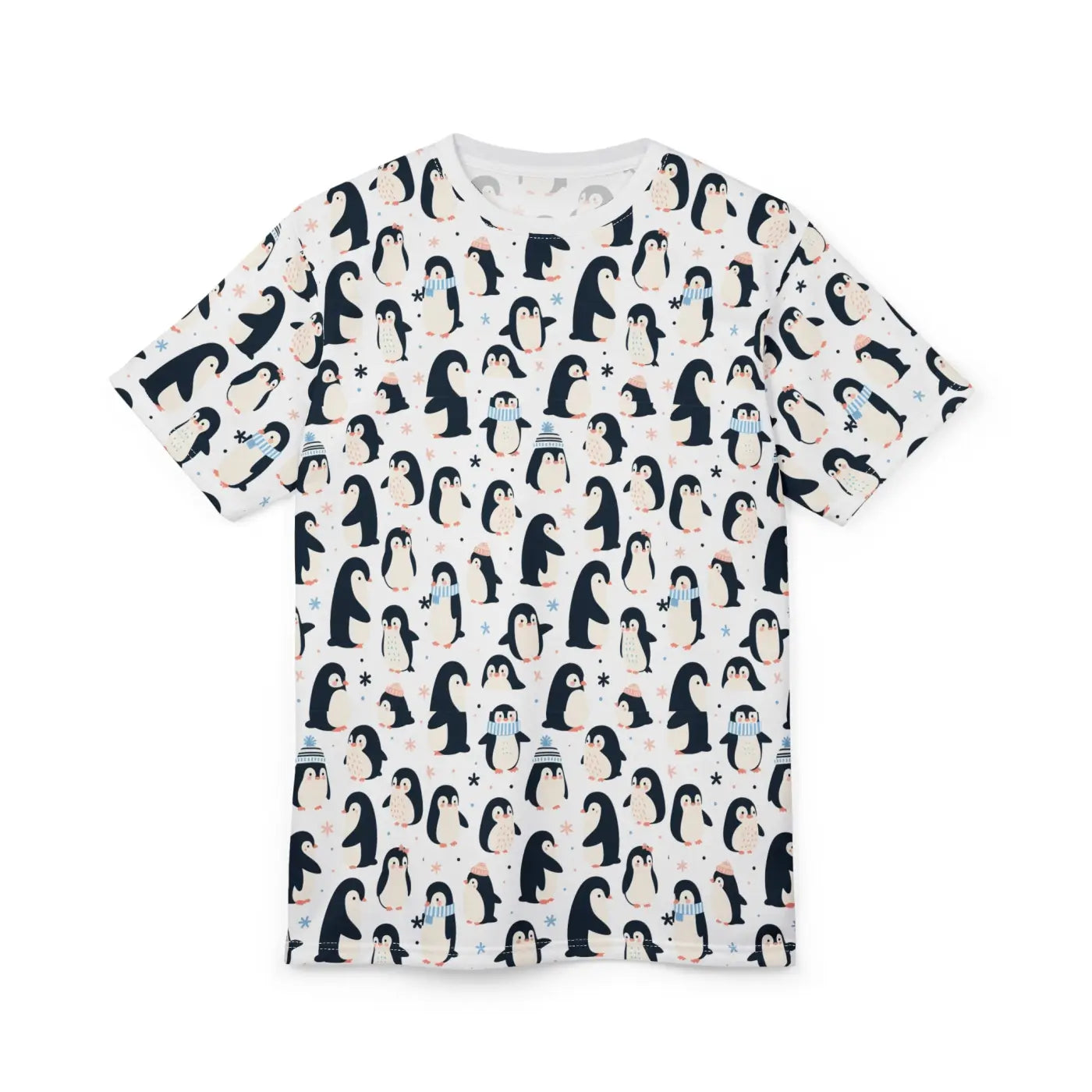 Penguins Snowflakes Design Cut and Sew Tee - Microfiber Knit - DipaliZ
