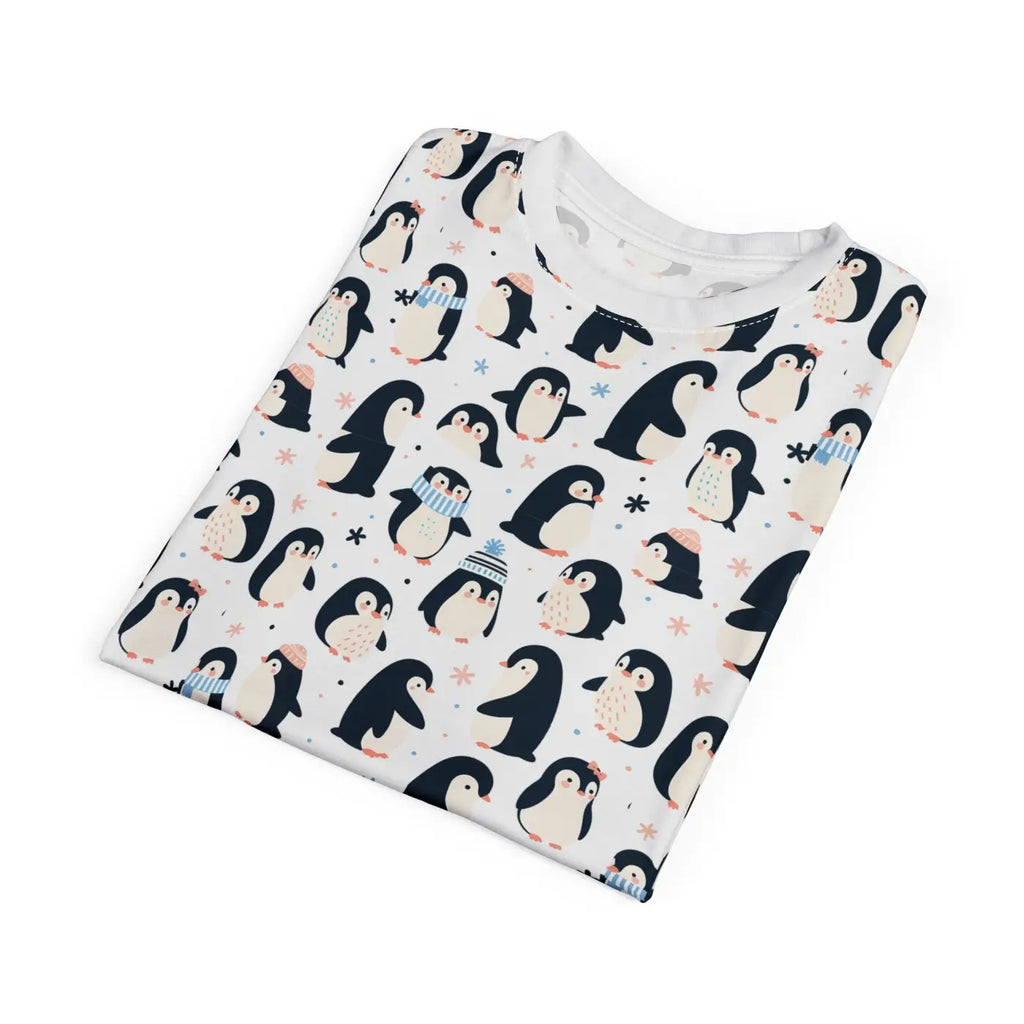 Penguins Snowflakes Design Cut and Sew Tee - Microfiber Knit - DipaliZ
