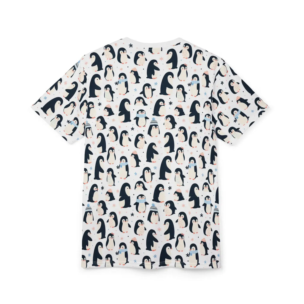 Penguins Snowflakes Design Cut and Sew Tee - Microfiber Knit - DipaliZ