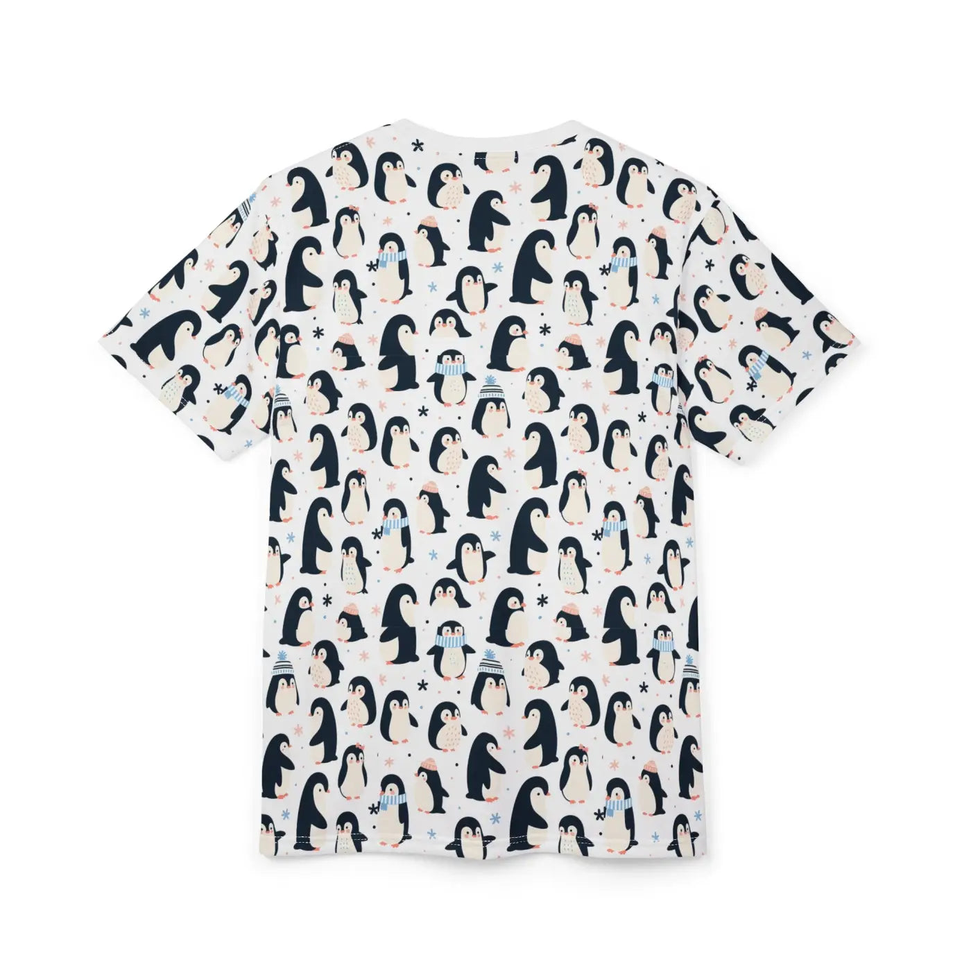 Penguins Snowflakes Design Cut and Sew Tee - Microfiber Knit - DipaliZ