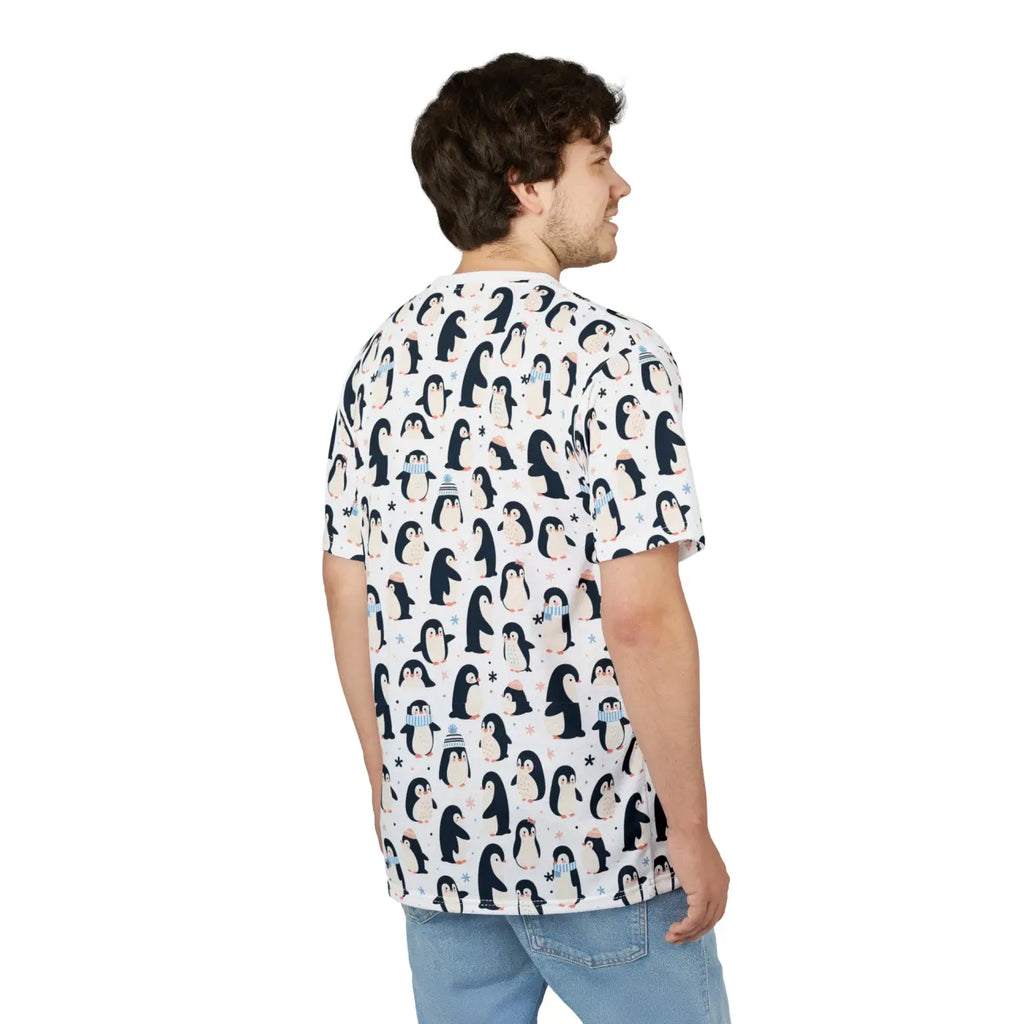 Penguins Snowflakes Design Cut and Sew Tee - Microfiber Knit - DipaliZ