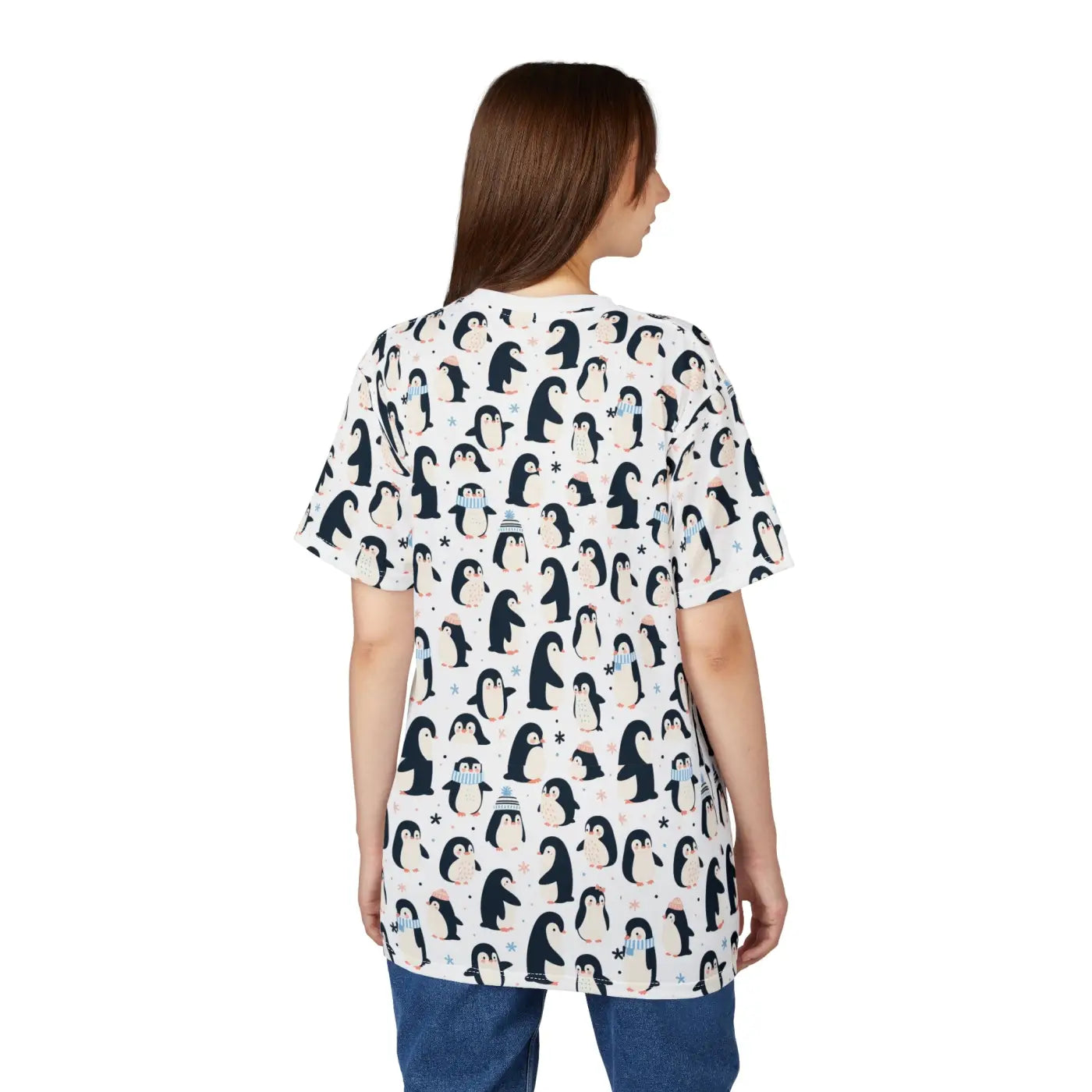 Penguins Snowflakes Design Cut and Sew Tee - Microfiber Knit - DipaliZ