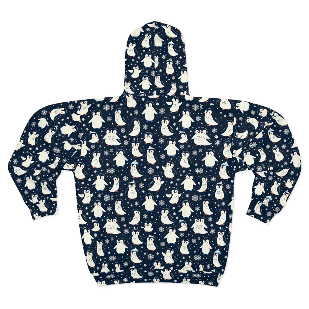 Penguins Pattern Unisex Zip Hoodie - Soft Fleece Winter - DipaliZ