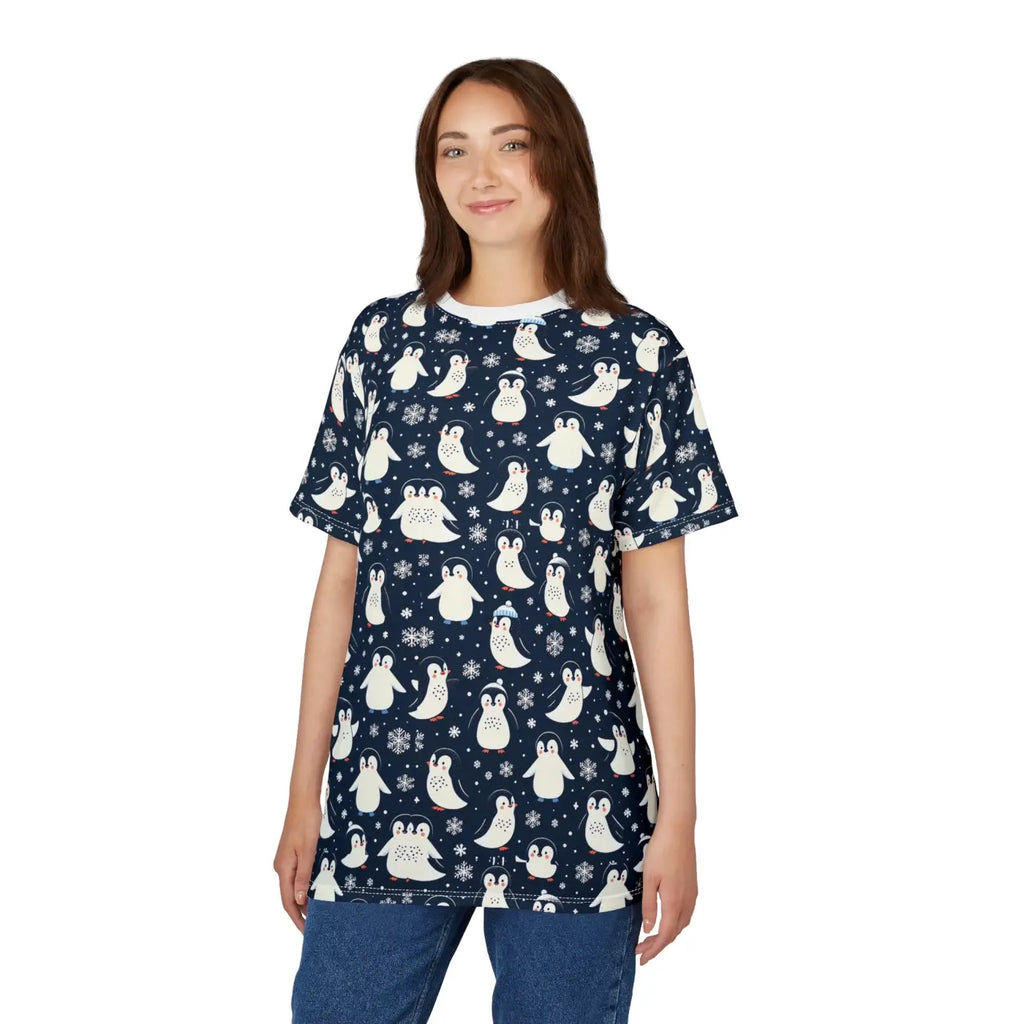 Unisex Penguin Sew Tee - Snowy Wonderland Winter Design - DipaliZ