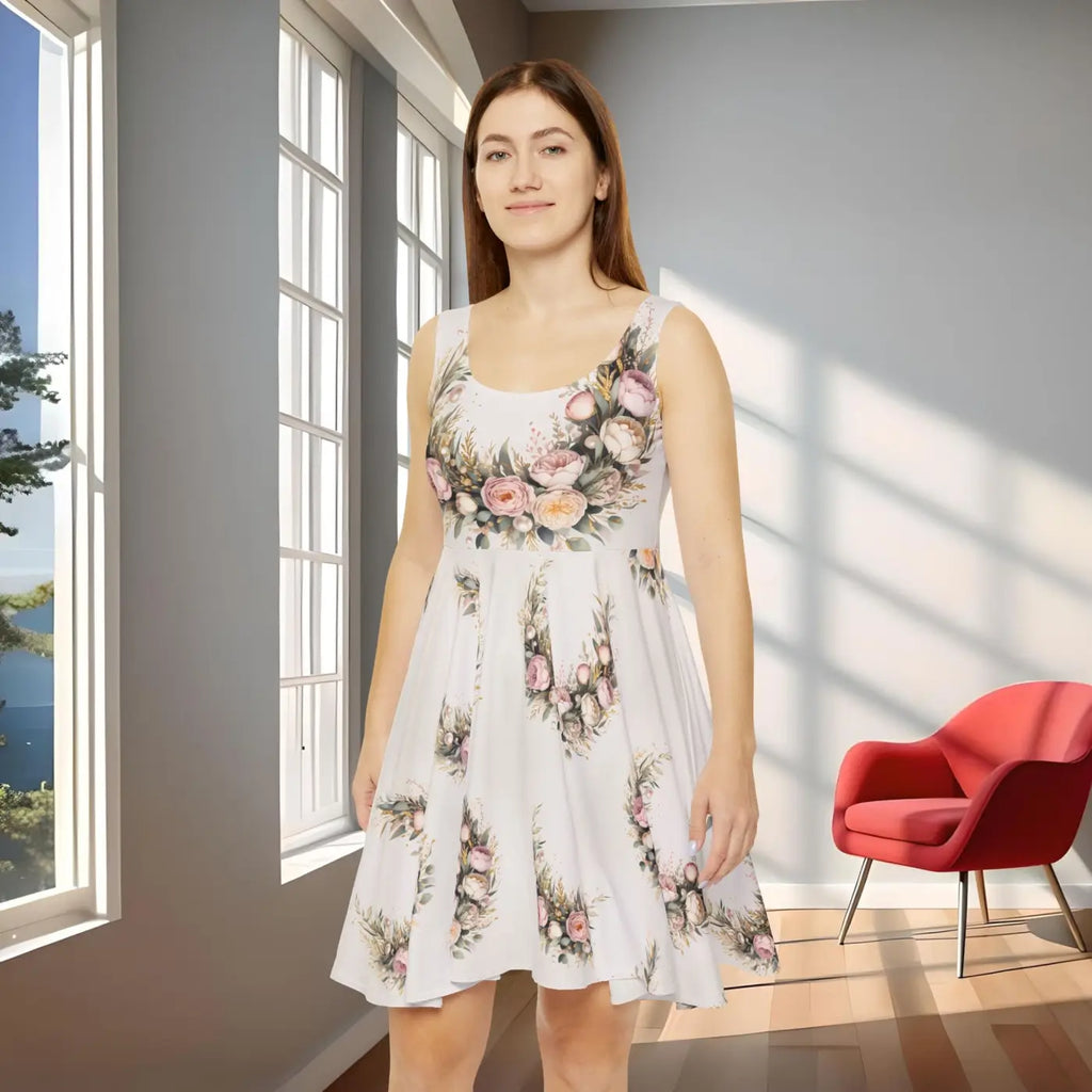 Peonies Floral Print Skater Dress - Spring Weddings - DipaliZ