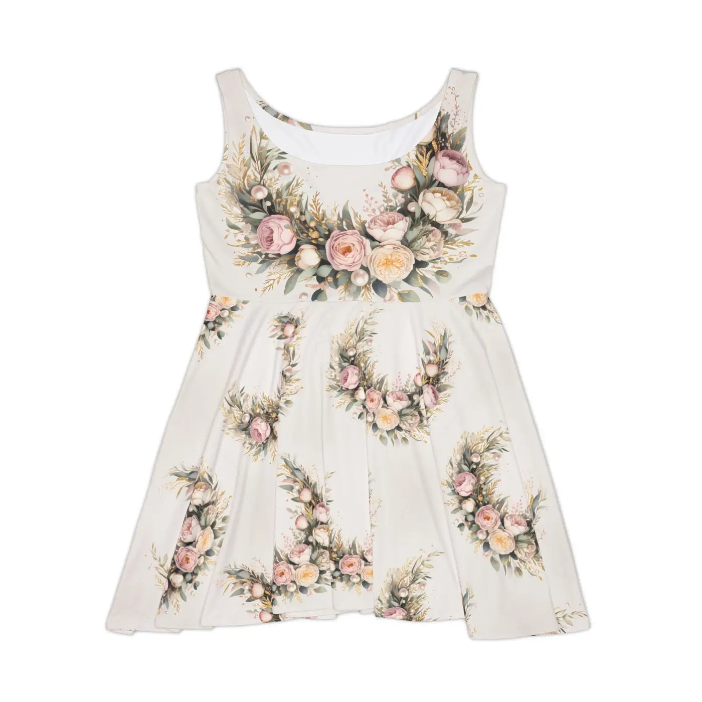 Peonies Floral Print Skater Dress - Spring Weddings - DipaliZ