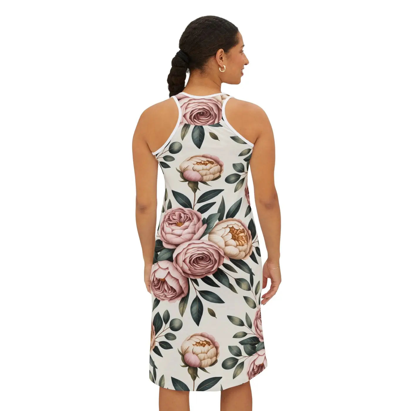 Peonies Floral Racerback High Cut Neckline Dress - Summer - DipaliZ
