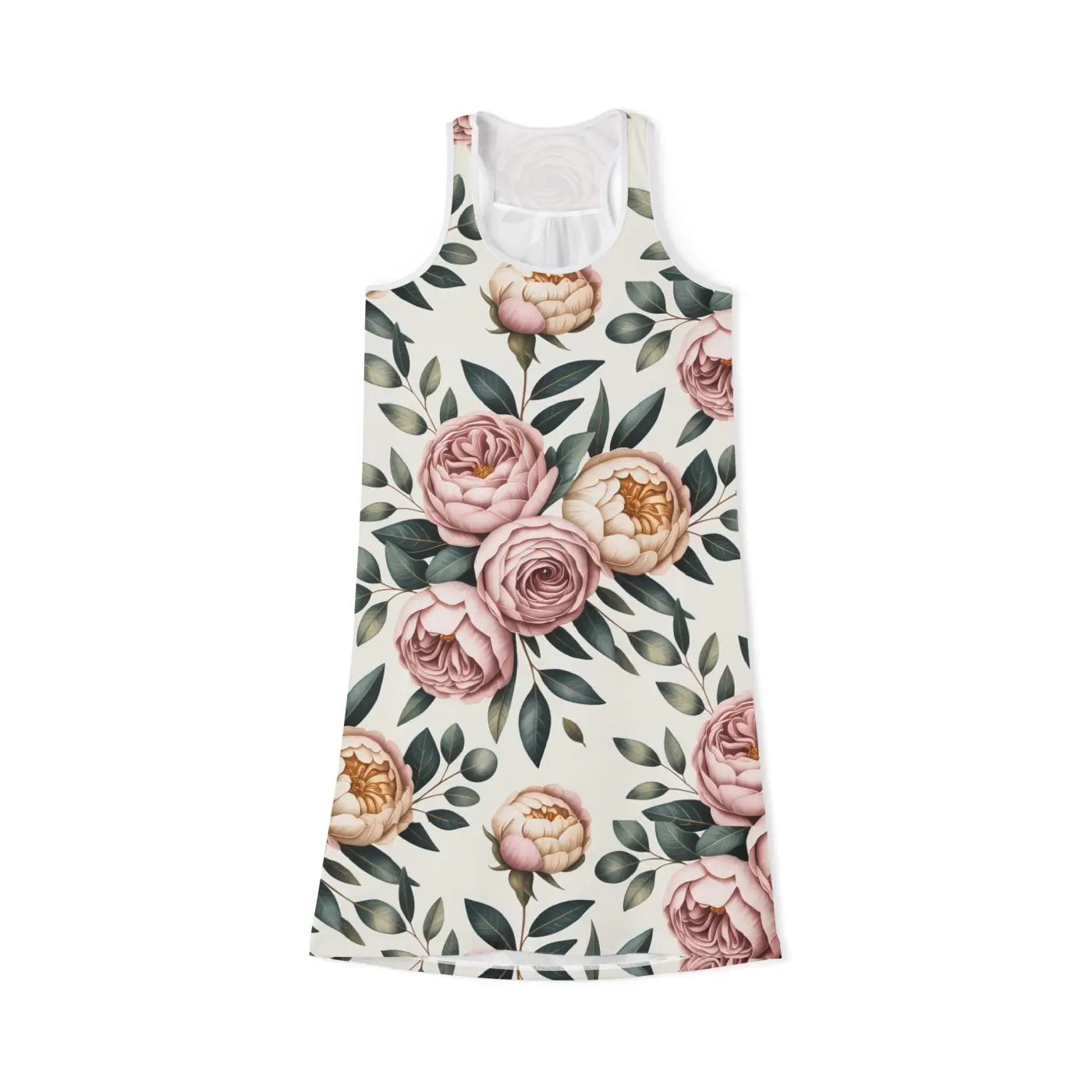 Peonies Floral Racerback High Cut Neckline Dress - Summer - DipaliZ