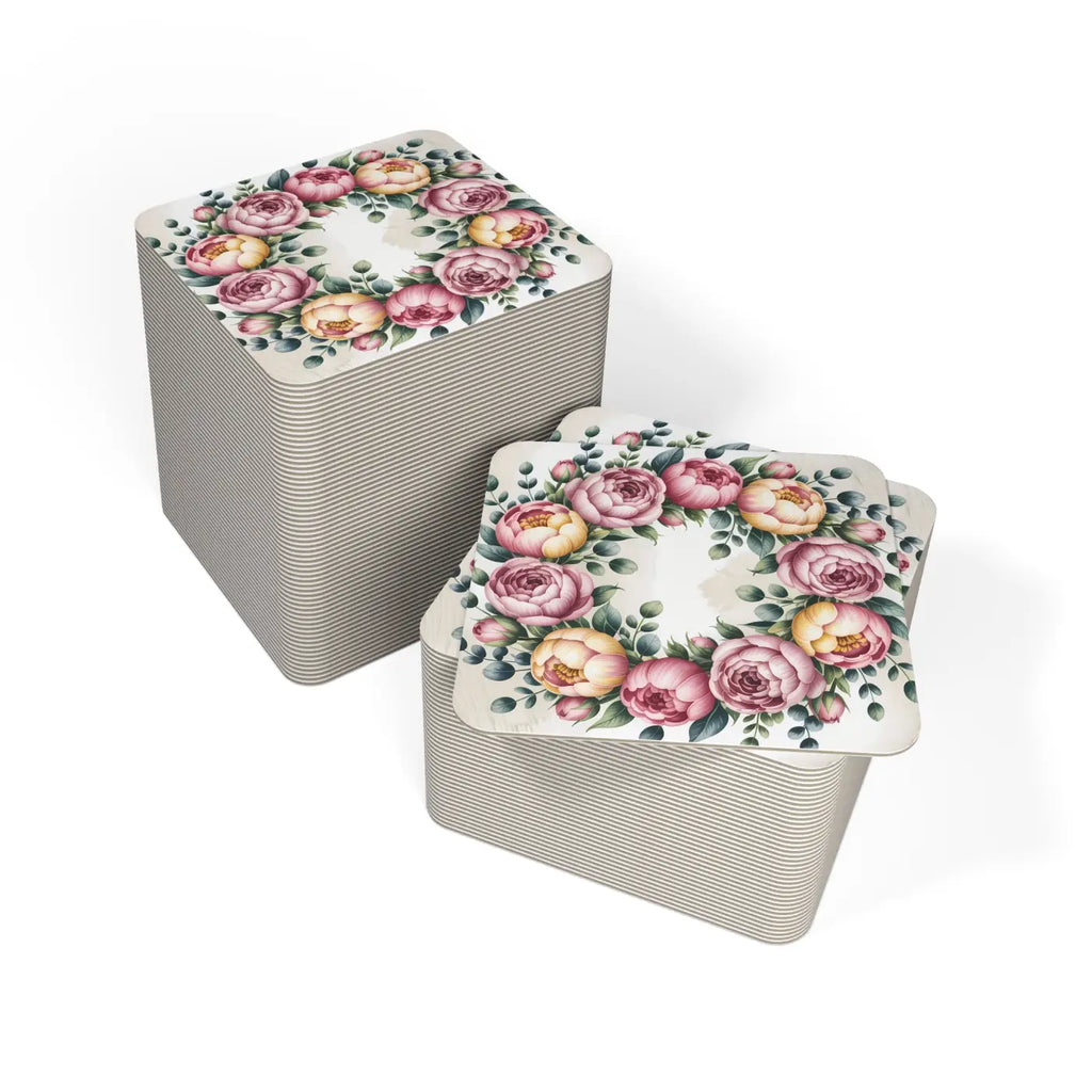 Peony Floral Coasters Set - Elegant Table Decor - DipaliZ