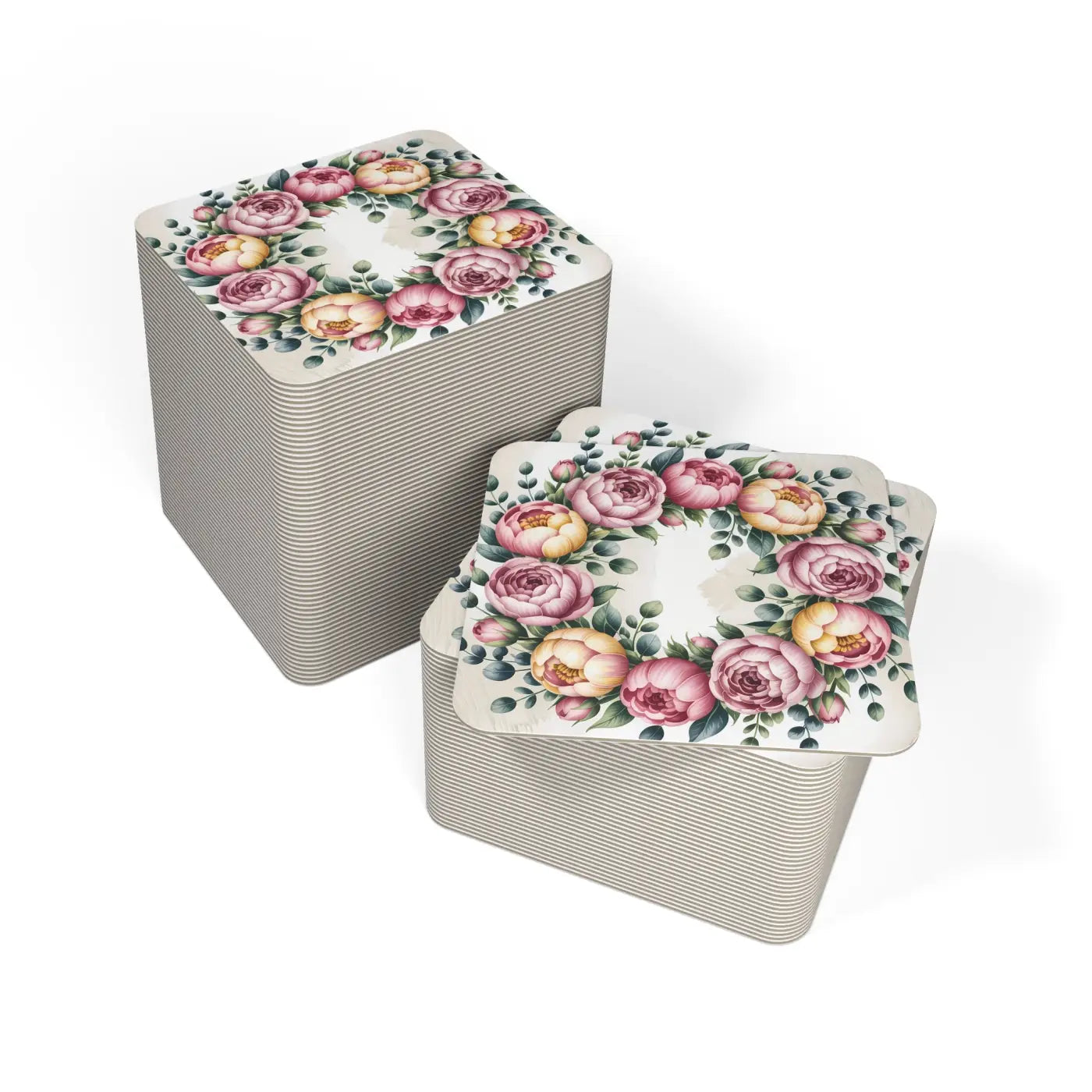 Peony Floral Coasters Set - Elegant Table Decor - DipaliZ