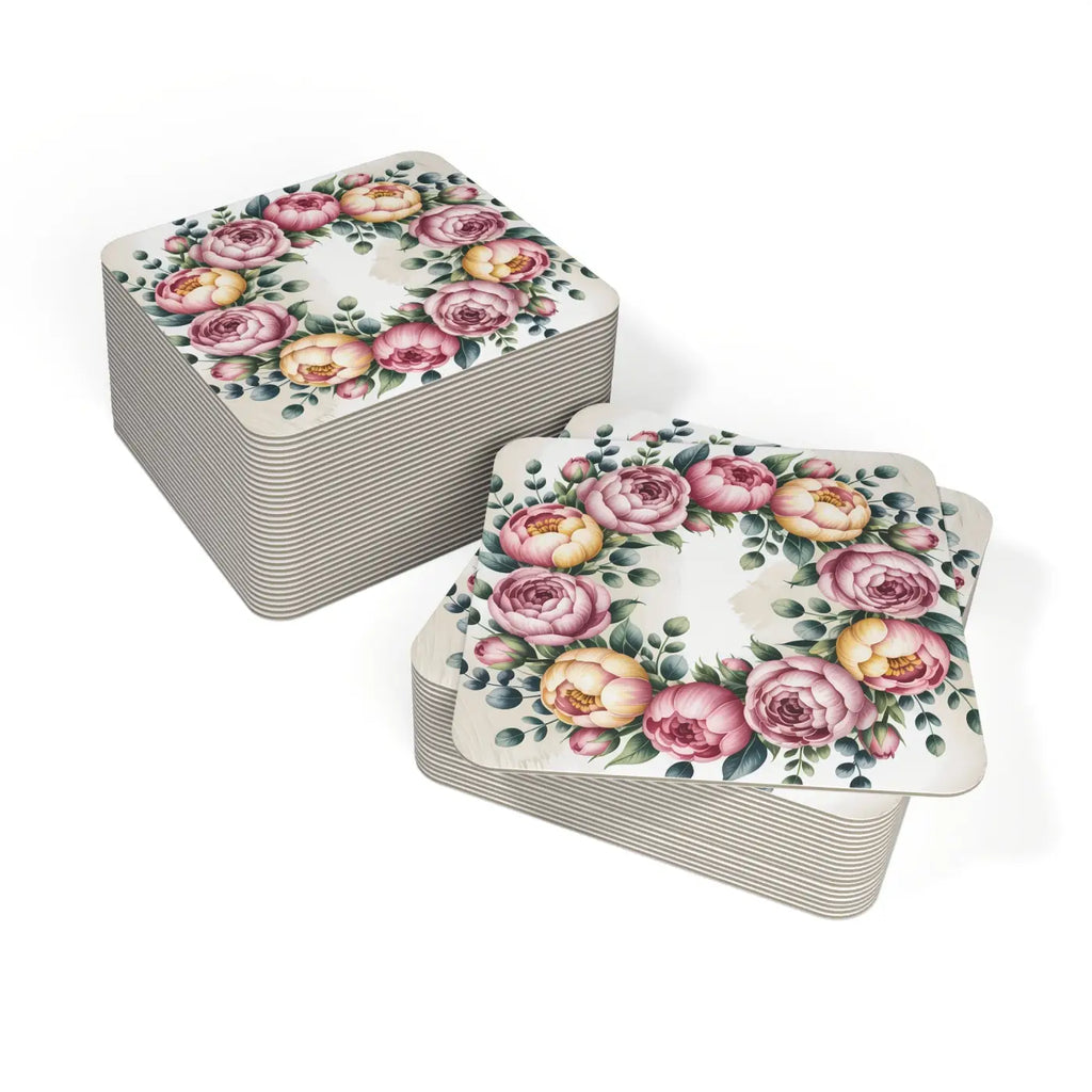 Peony Floral Coasters Set - Elegant Table Decor - DipaliZ