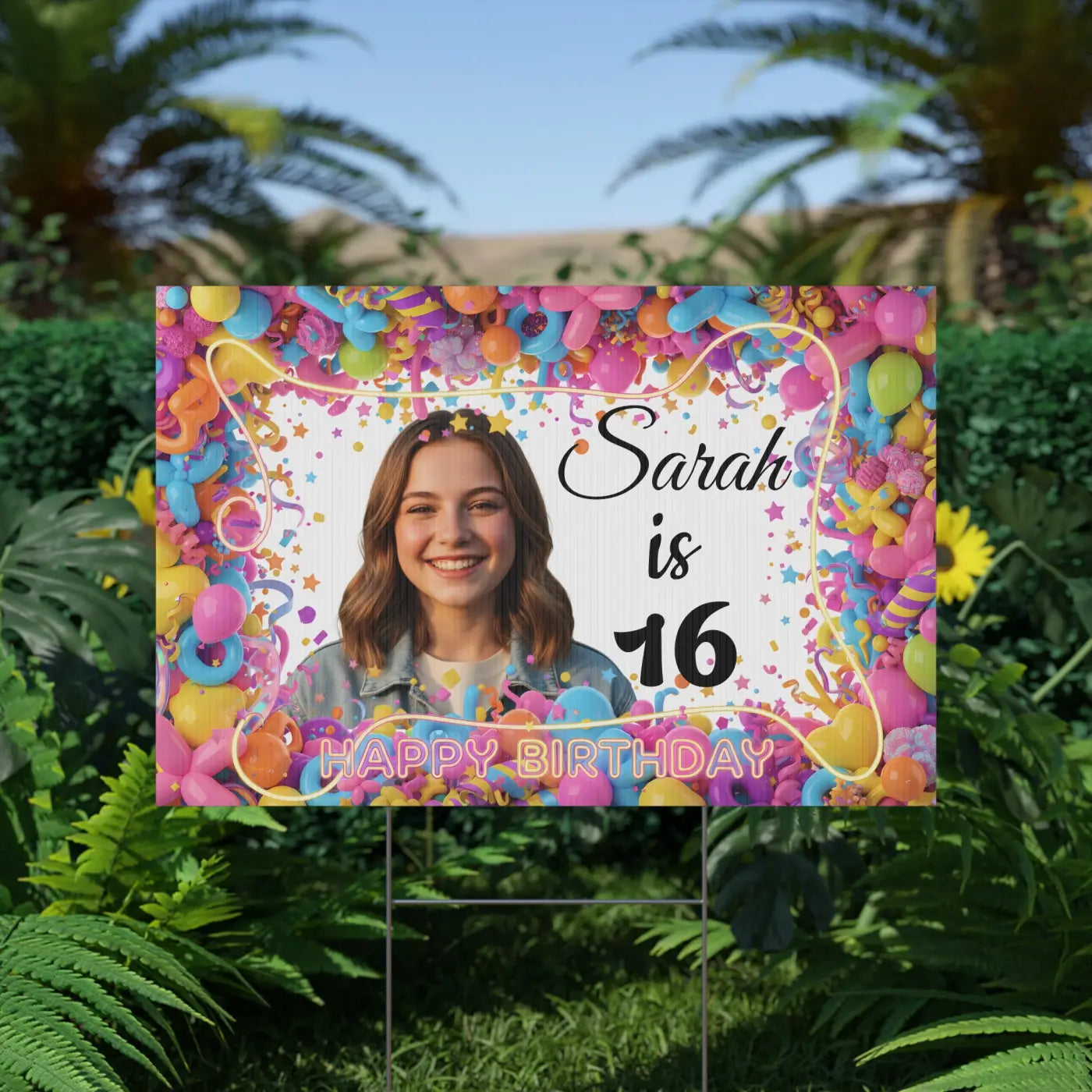 Personalized 16th Birthday Yard Sign - Sweet Sixteen - DipaliZ