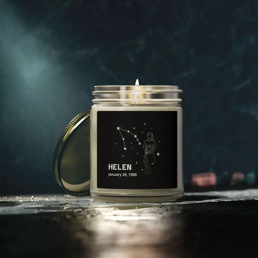 Aquarius Zodiac Candle - Personalized Apricot Wax - DipaliZ