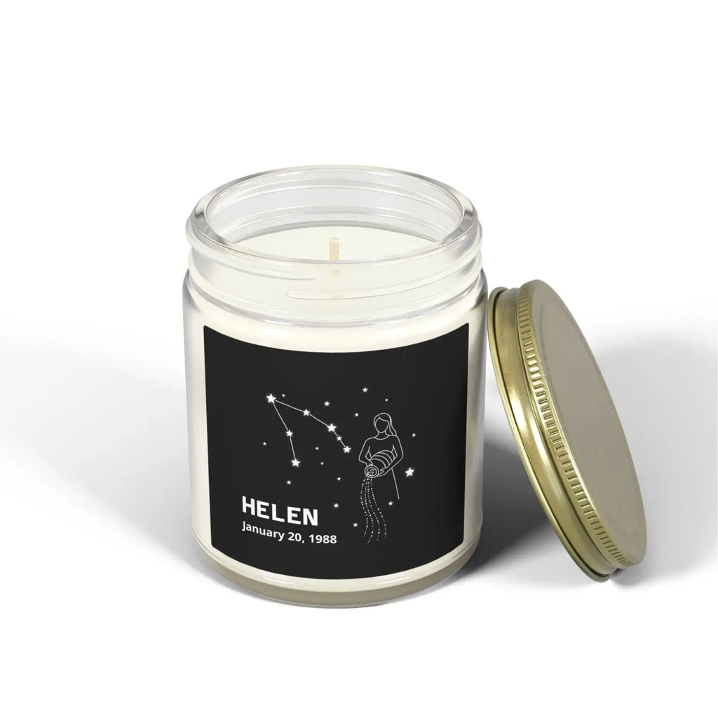 Aquarius Zodiac Candle - Personalized Apricot Wax - DipaliZ