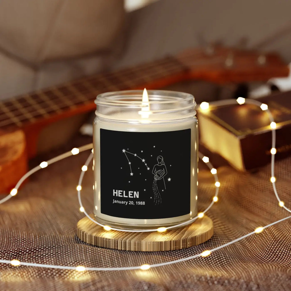 Aquarius Zodiac Candle - Personalized Apricot Wax - DipaliZ