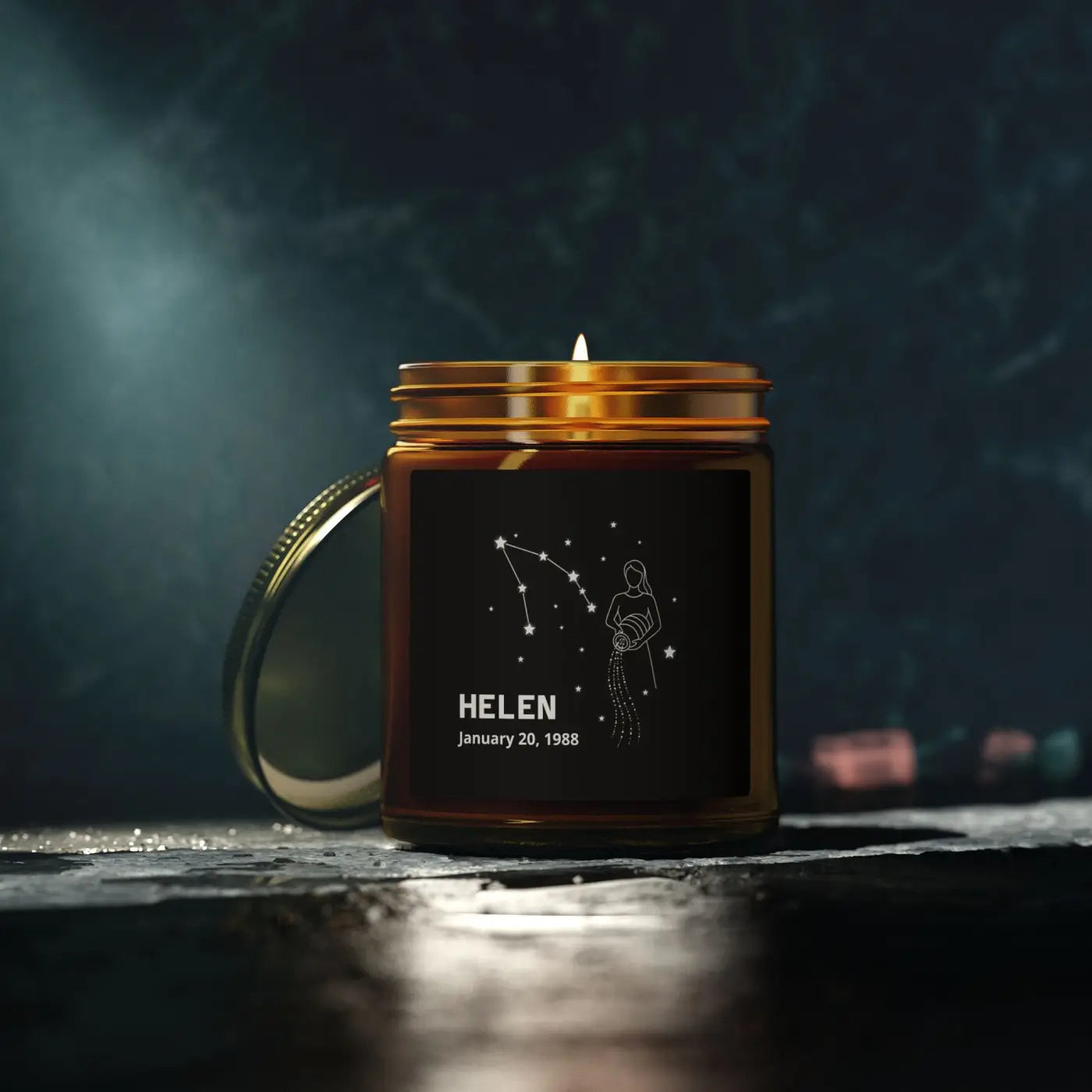Aquarius Zodiac Candle - Personalized Apricot Wax - DipaliZ
