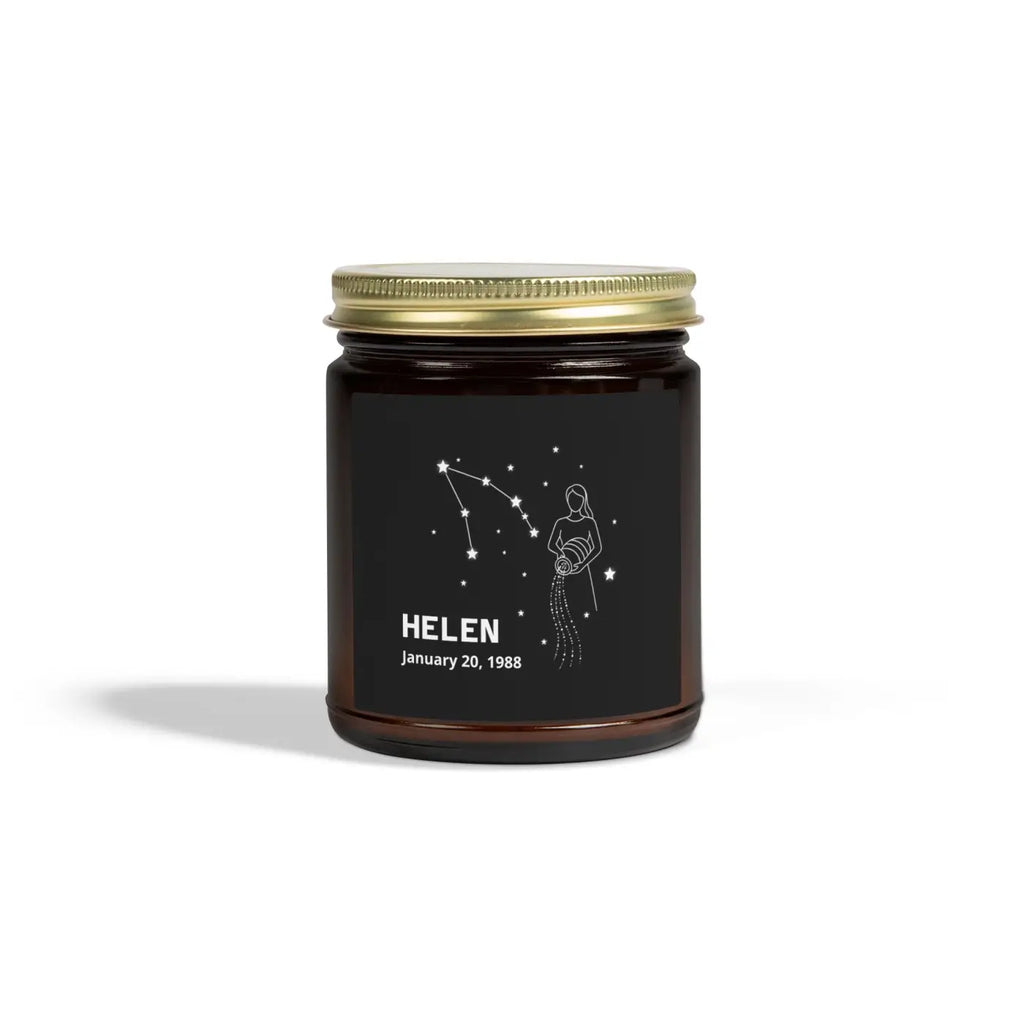 Aquarius Zodiac Candle - Personalized Apricot Wax - DipaliZ
