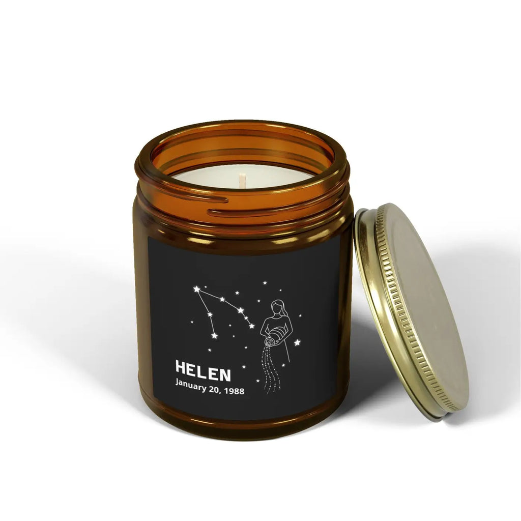 Aquarius Zodiac Candle - Personalized Apricot Wax - DipaliZ