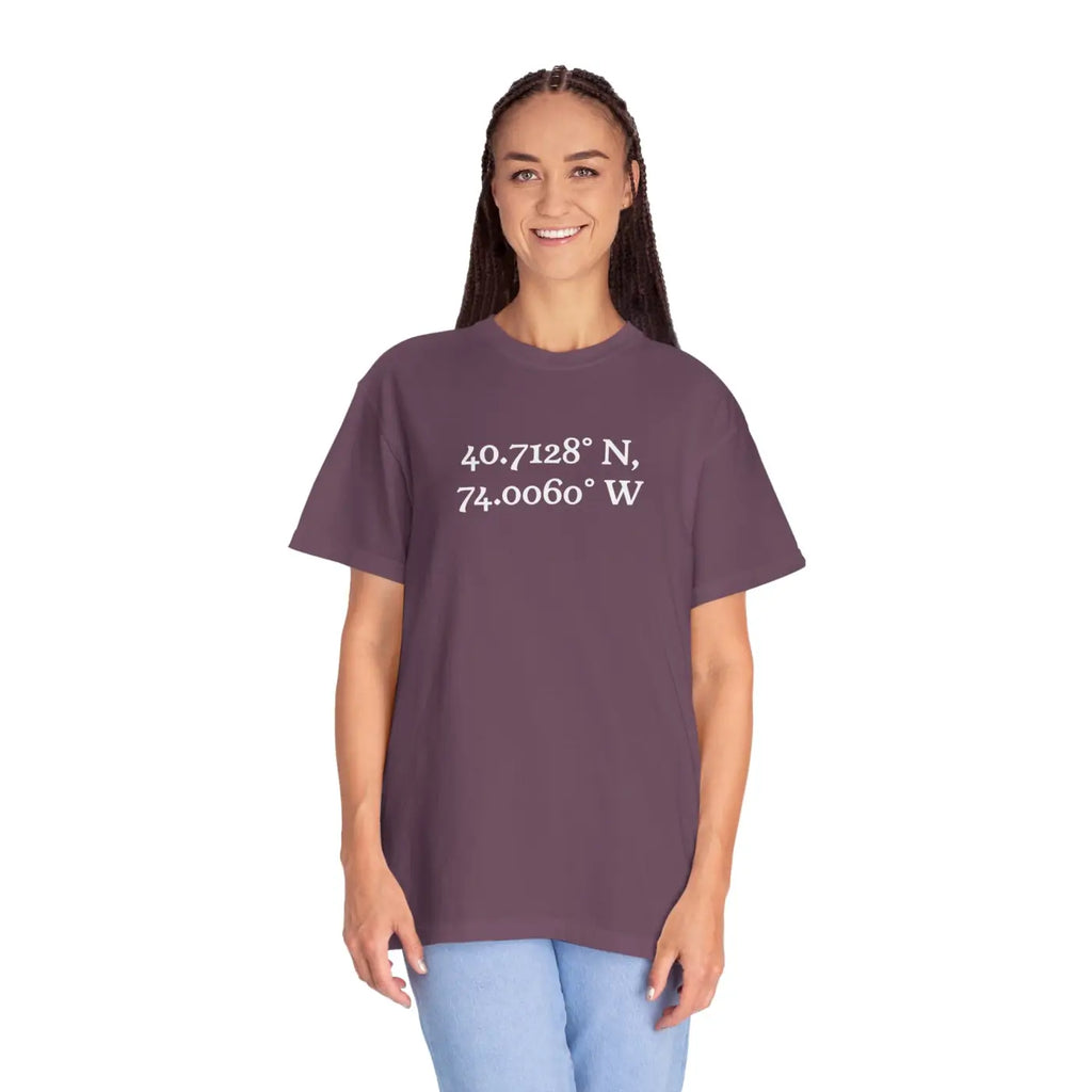 Personalized Coordinates Tee - Wearable Art Heavyweight Cotton - DipaliZ