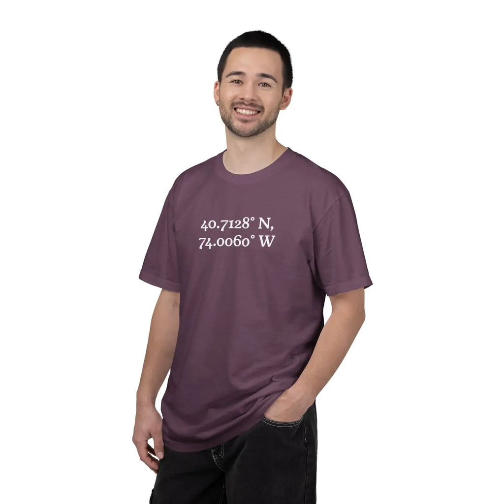 Personalized Coordinates Tee - Wearable Art Heavyweight Cotton - DipaliZ