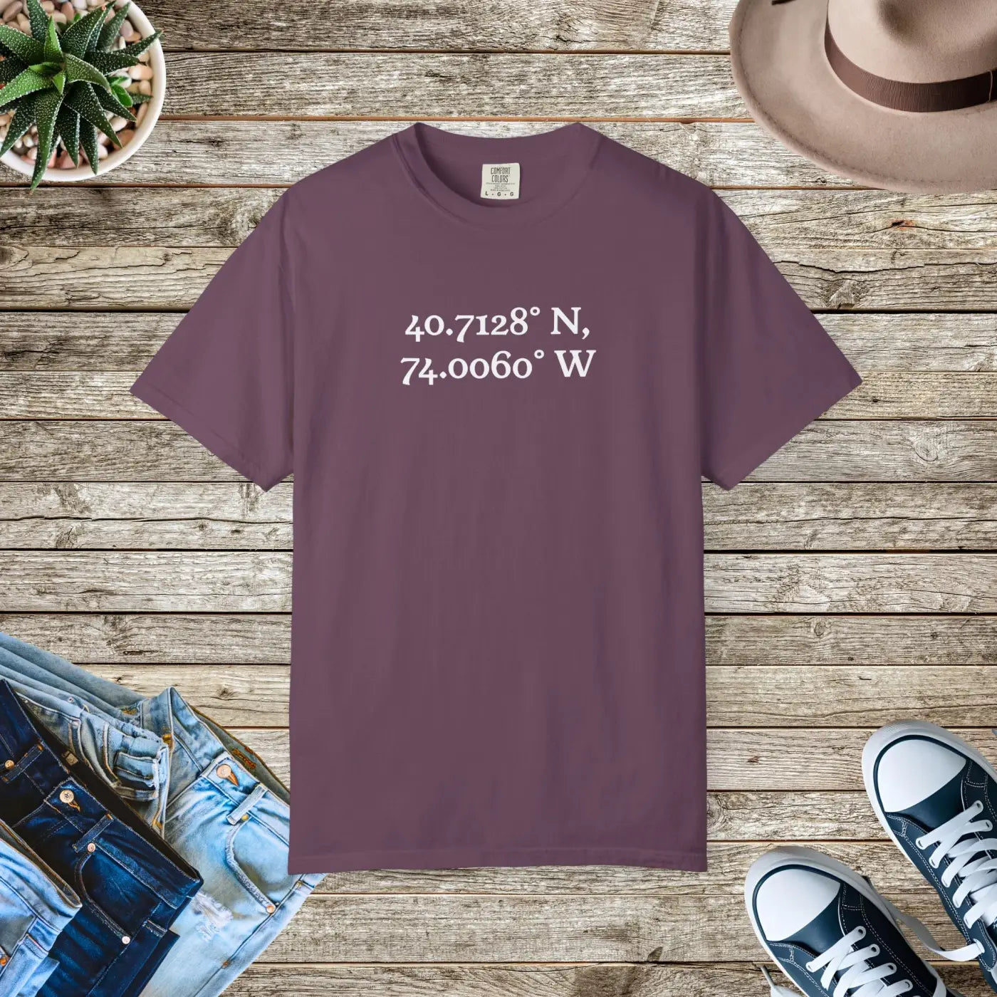 Personalized Coordinates Tee - Wearable Art Heavyweight Cotton - DipaliZ