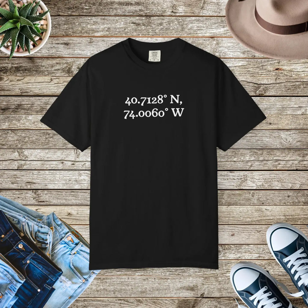 Personalized Coordinates Tee - Wearable Art Heavyweight Cotton - DipaliZ