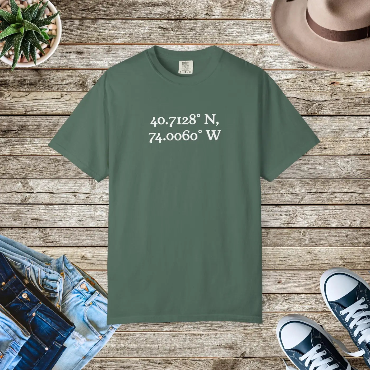 Personalized Coordinates Tee - Wearable Art Heavyweight Cotton - DipaliZ