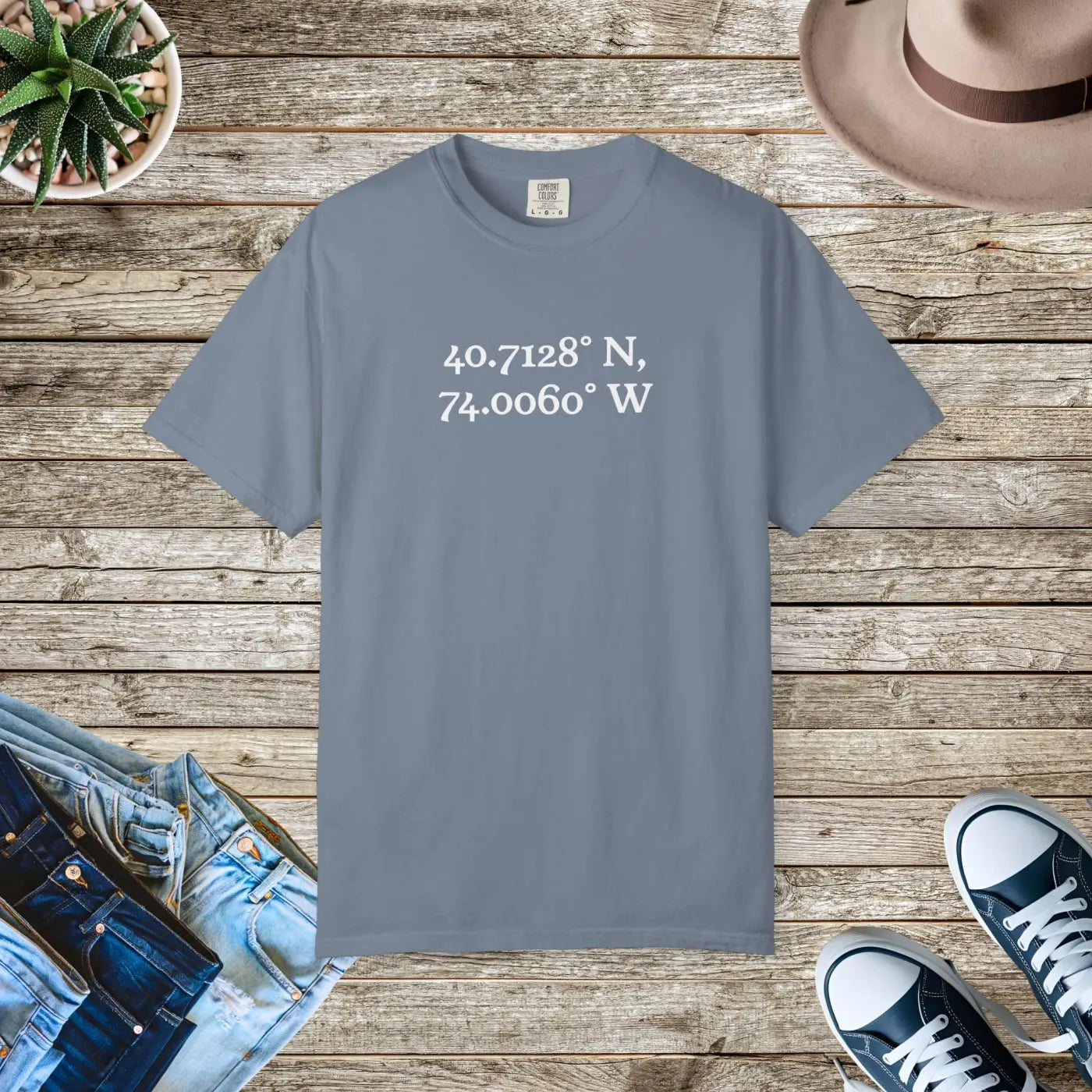 Personalized Coordinates Tee - Wearable Art Heavyweight Cotton - DipaliZ