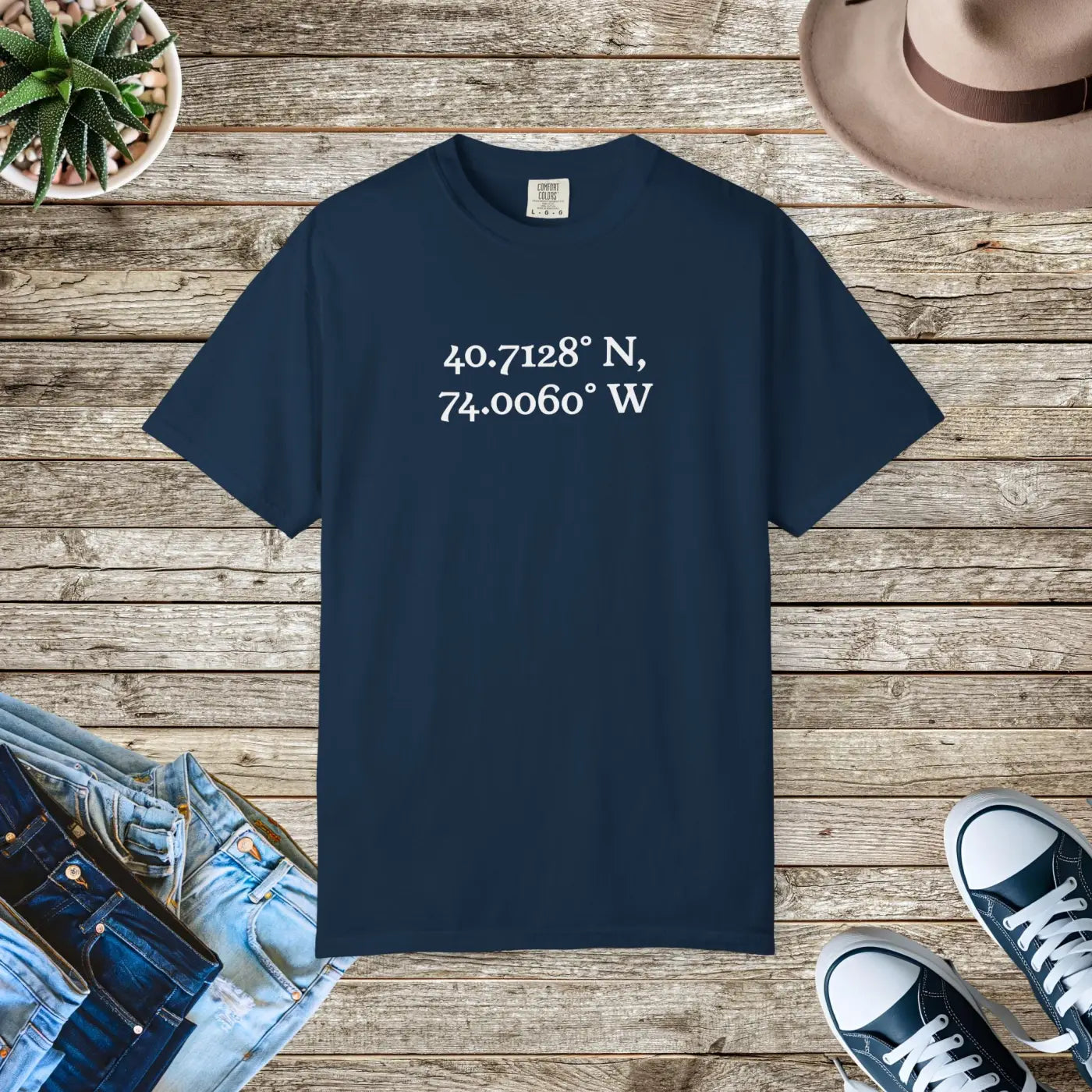 Personalized Coordinates Tee - Wearable Art Heavyweight Cotton - DipaliZ
