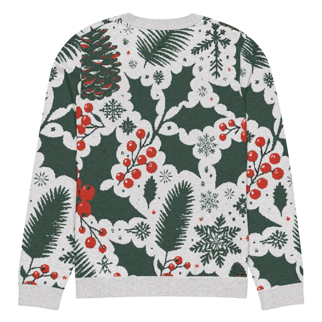 Knitted Crew Neck - Pine Leaves and Christmas Berries - DipaliZ