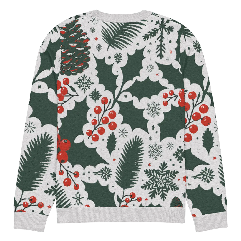 Knitted Crew Neck - Pine Leaves and Christmas Berries - DipaliZ