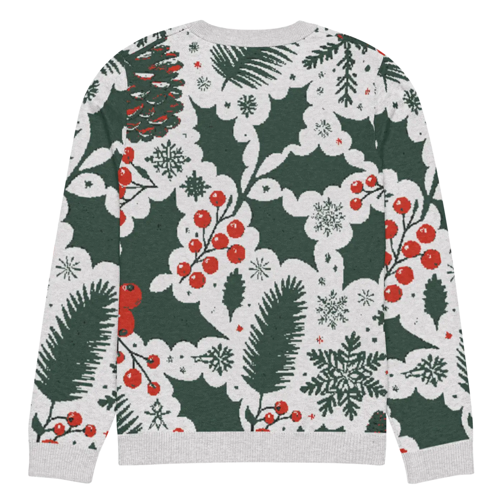 Knitted Crew Neck - Pine Leaves and Christmas Berries - DipaliZ