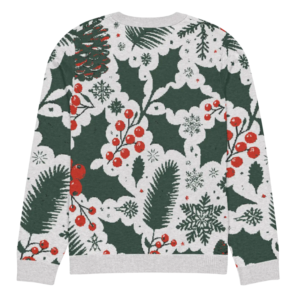 Knitted Crew Neck - Pine Leaves and Christmas Berries - DipaliZ