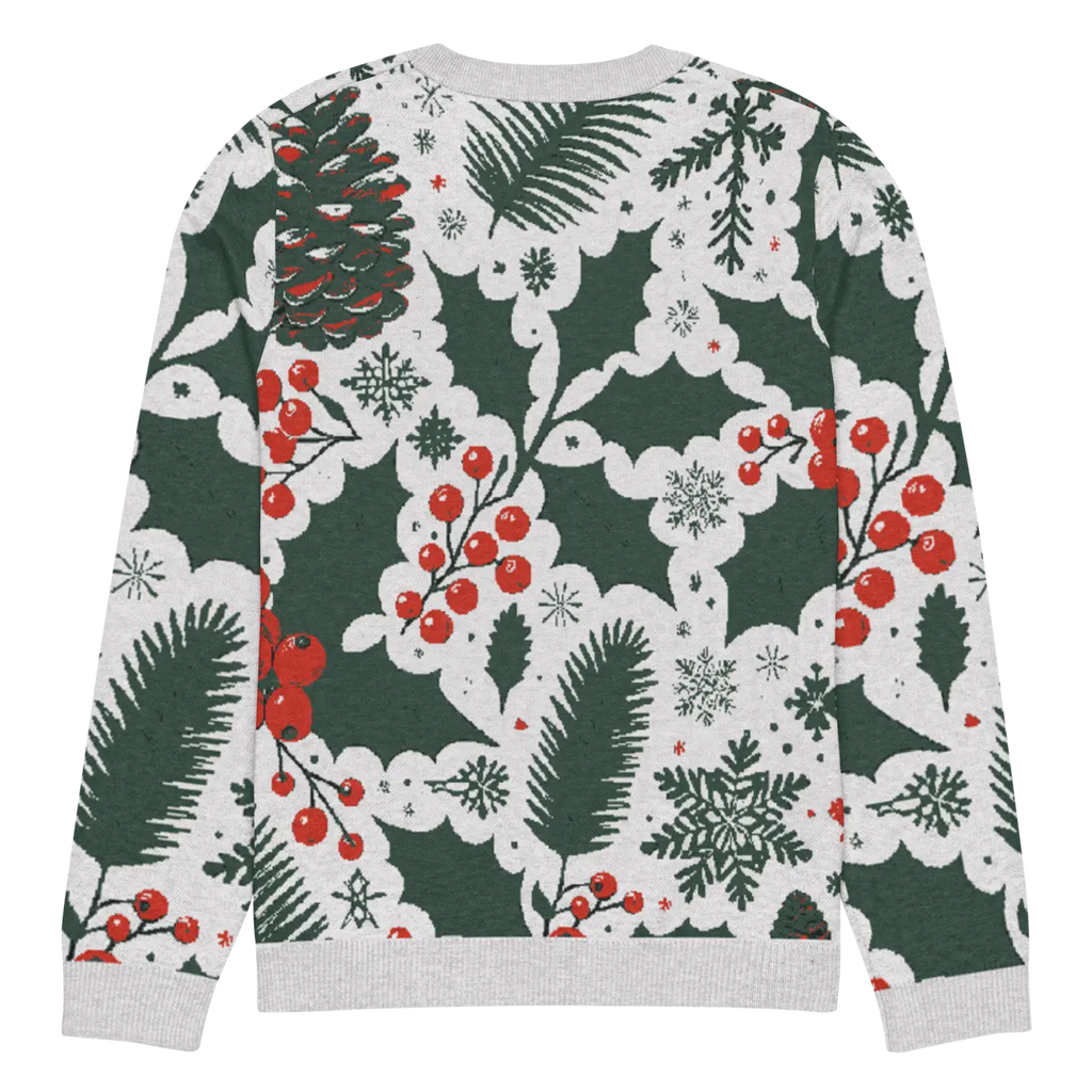 Knitted Crew Neck - Pine Leaves and Christmas Berries - DipaliZ