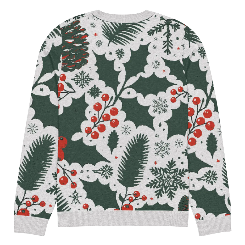 Knitted Crew Neck - Pine Leaves and Christmas Berries - DipaliZ