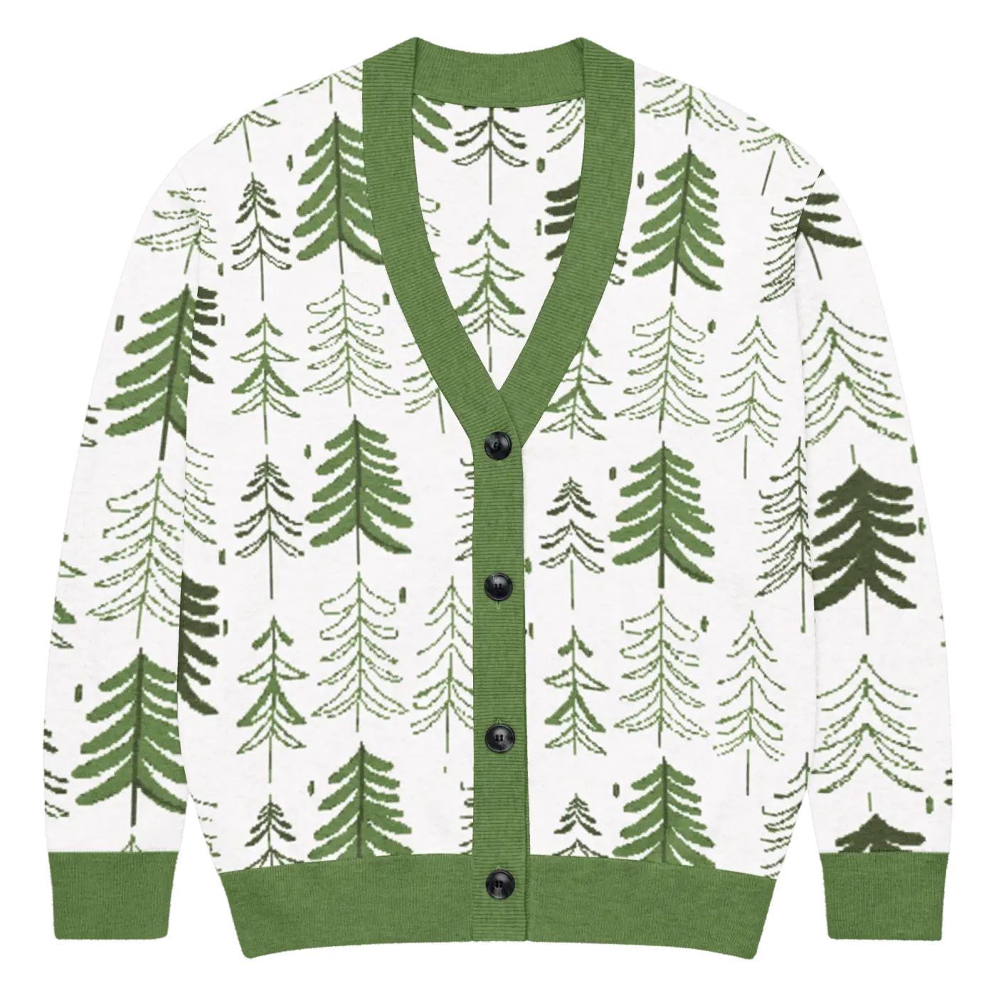 Tree Print Cardigan - Woodland Scene Jacquard Knit - DipaliZ