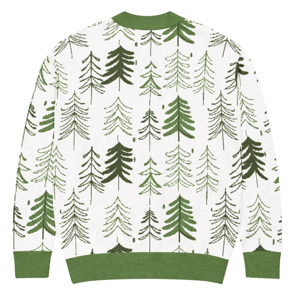 Tree Print Cardigan - Woodland Scene Jacquard Knit - DipaliZ