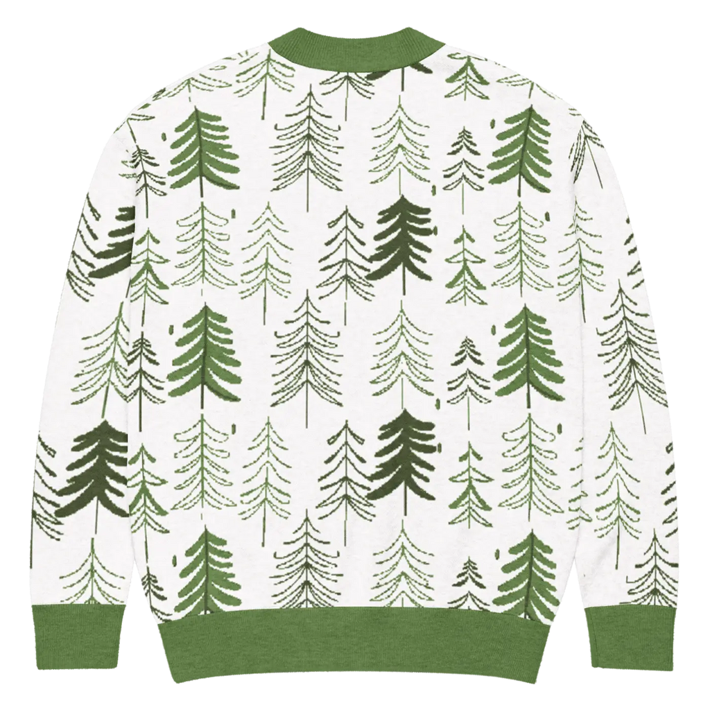 Tree Print Cardigan - Woodland Scene Jacquard Knit - DipaliZ
