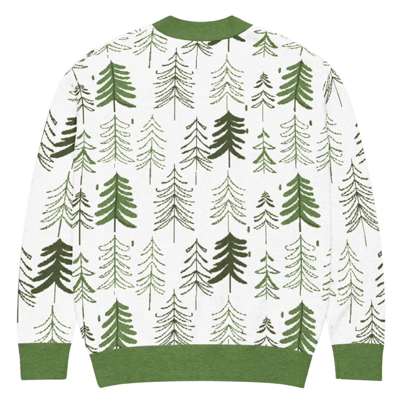 Tree Print Cardigan - Woodland Scene Jacquard Knit - DipaliZ
