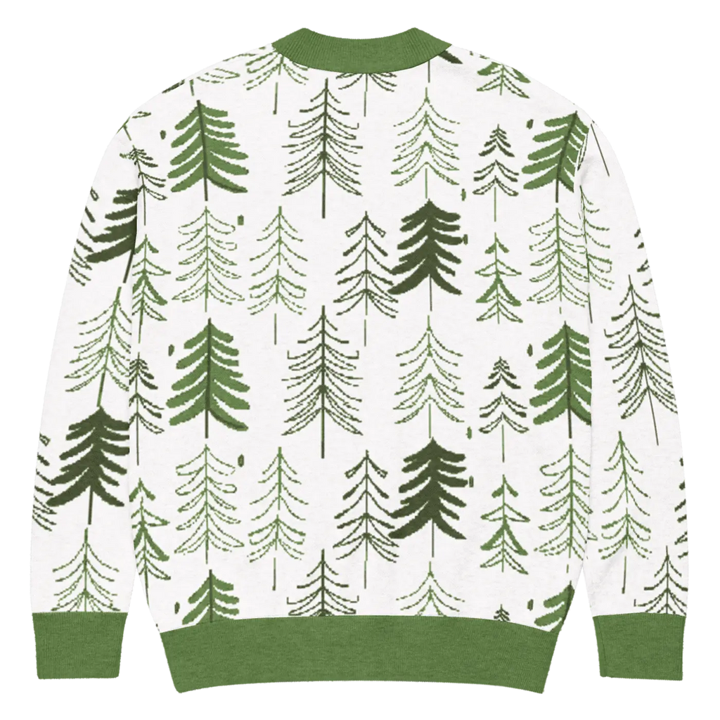 Tree Print Cardigan - Woodland Scene Jacquard Knit - DipaliZ