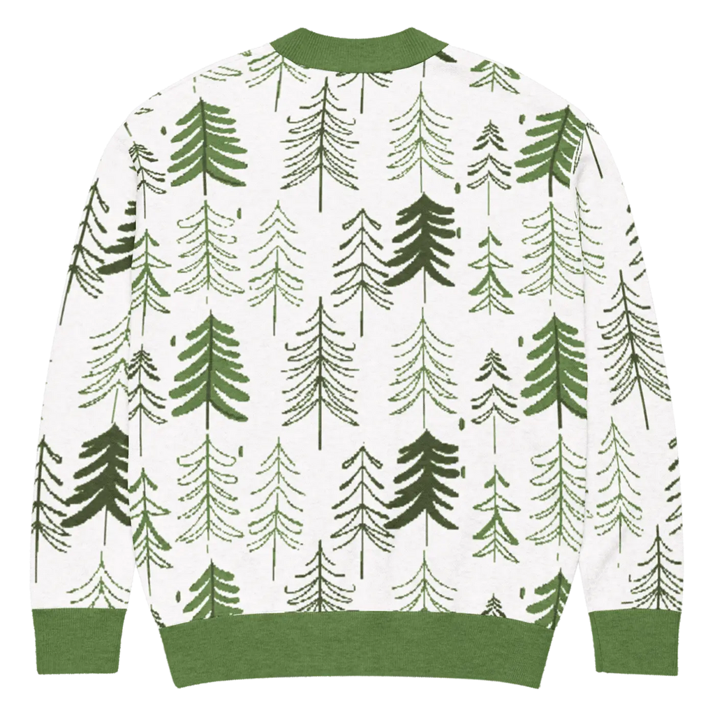 Tree Print Cardigan - Woodland Scene Jacquard Knit - DipaliZ