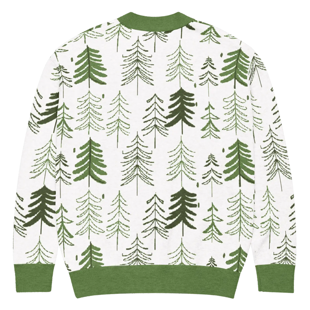 Tree Print Cardigan - Woodland Scene Jacquard Knit - DipaliZ