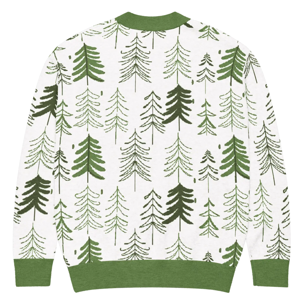 Tree Print Cardigan - Woodland Scene Jacquard Knit - DipaliZ