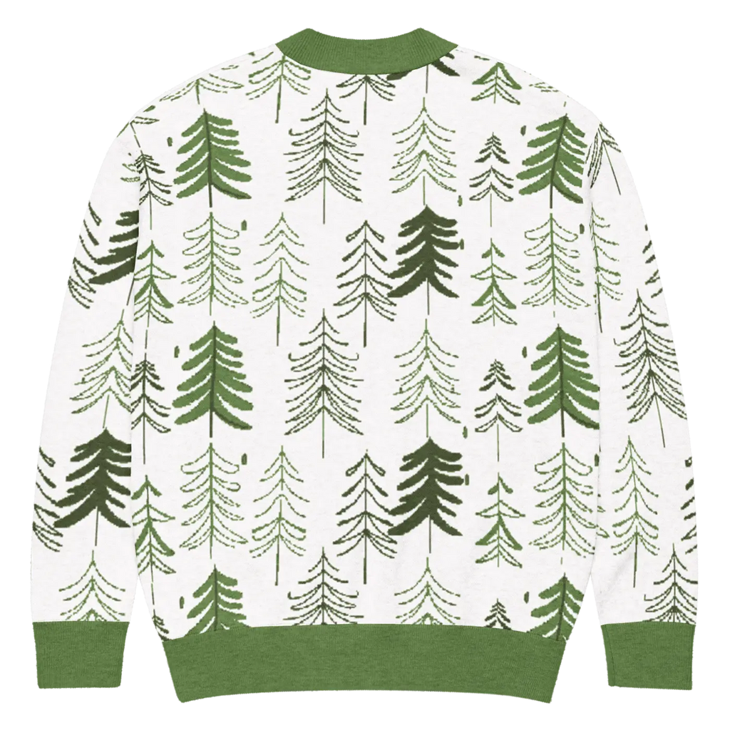 Tree Print Cardigan - Woodland Scene Jacquard Knit - DipaliZ