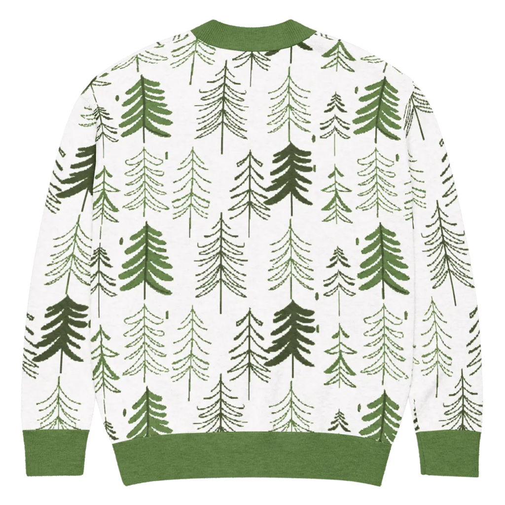Tree Print Cardigan - Woodland Scene Jacquard Knit - DipaliZ