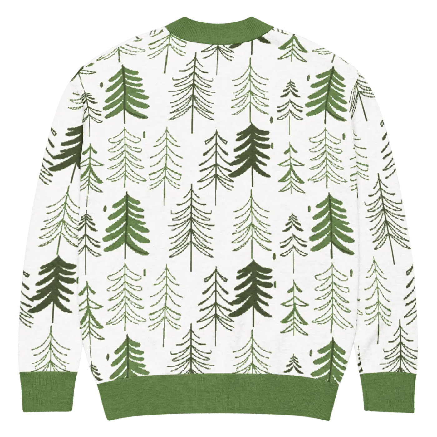 Tree Print Cardigan - Woodland Scene Jacquard Knit - DipaliZ