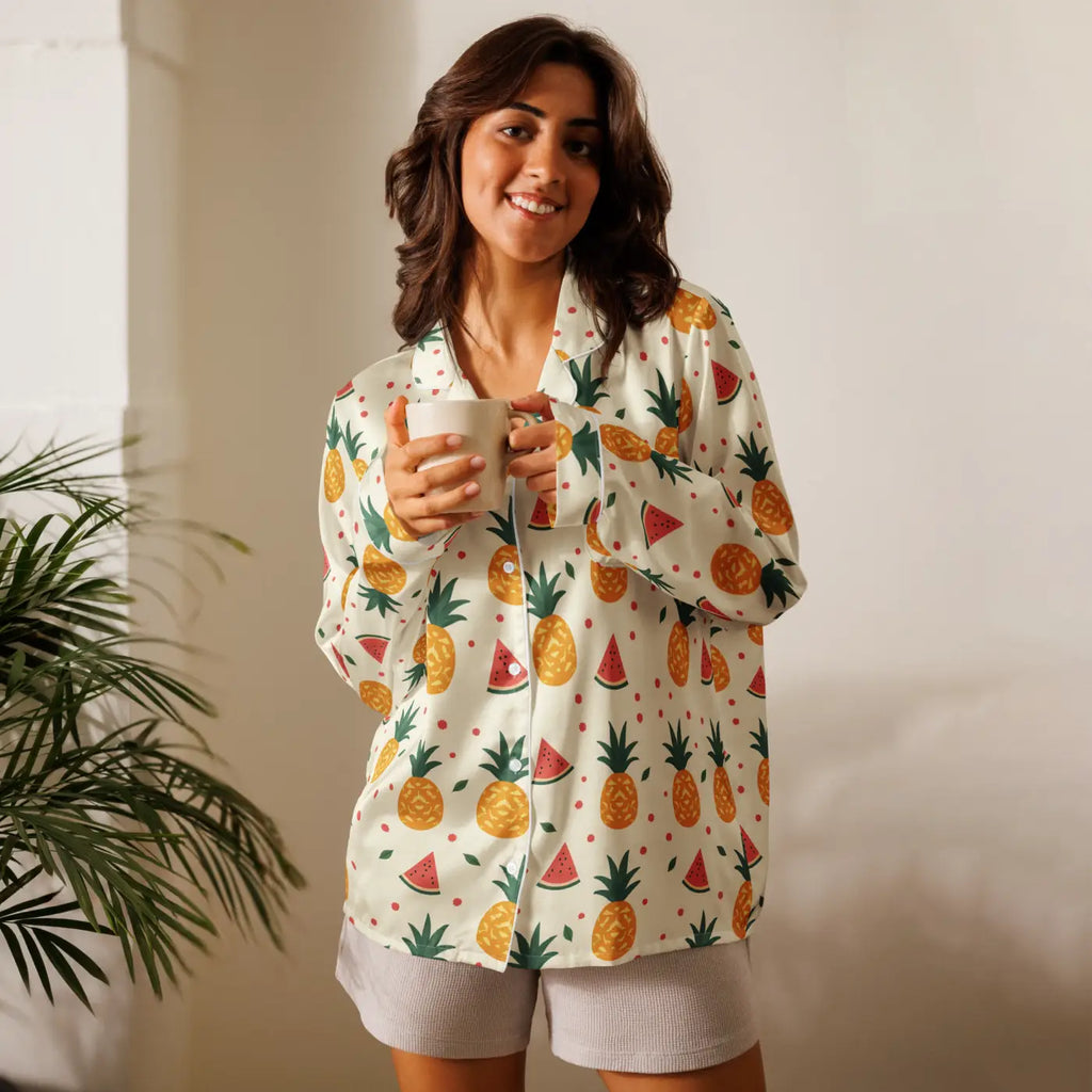 Long Sleeve Pajama Top - Silky Comfort Lightweight Fabric - DipaliZ